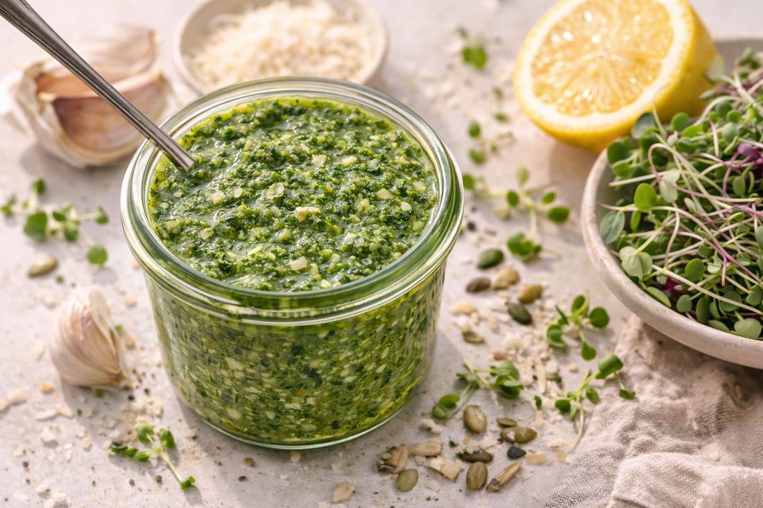 Sauce verte aux micro-pousses : fraîche, relevée et ultra polyvalente